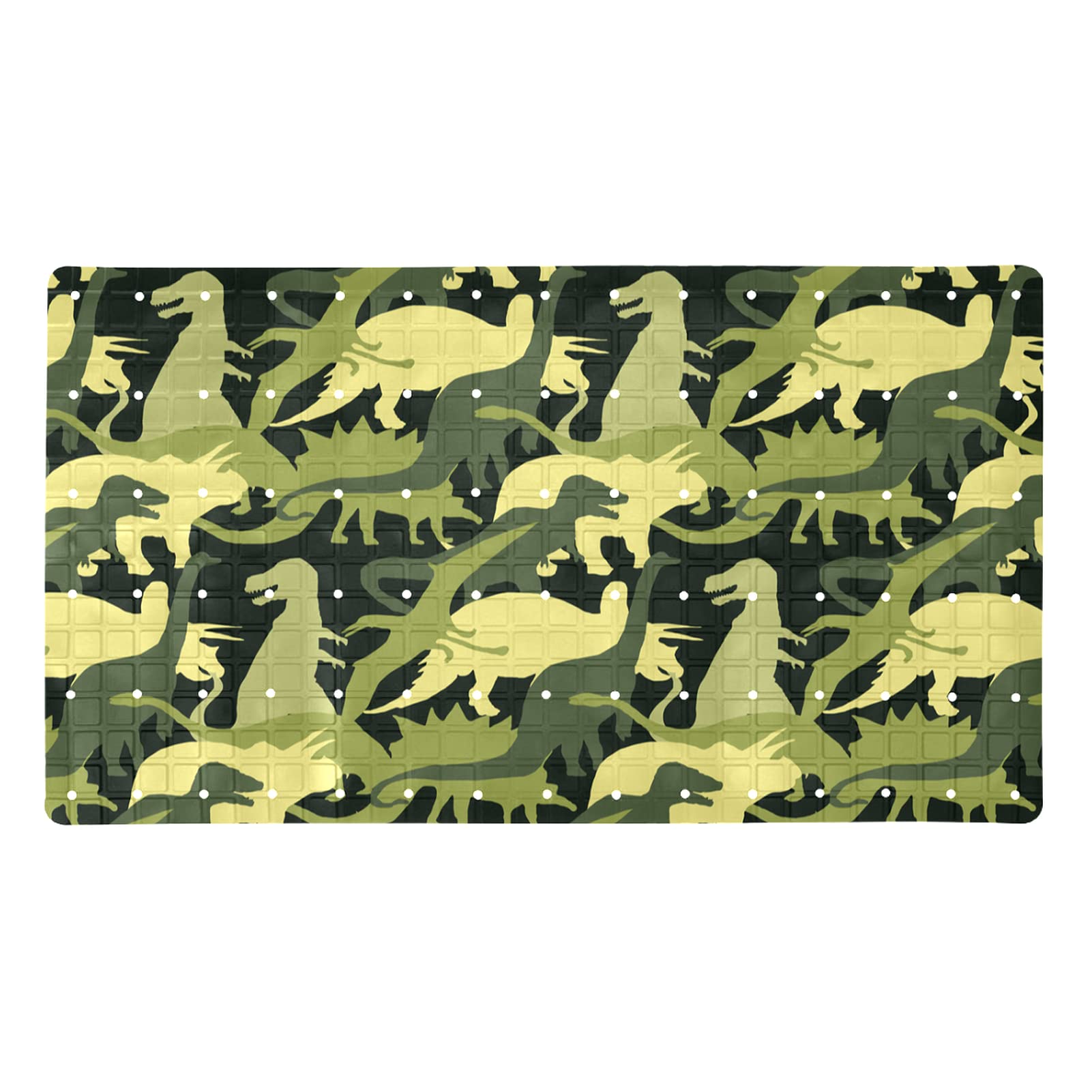 Alfombrilla de baño antideslizante con ventosas potente agarre y dinosaurios camuflaje
