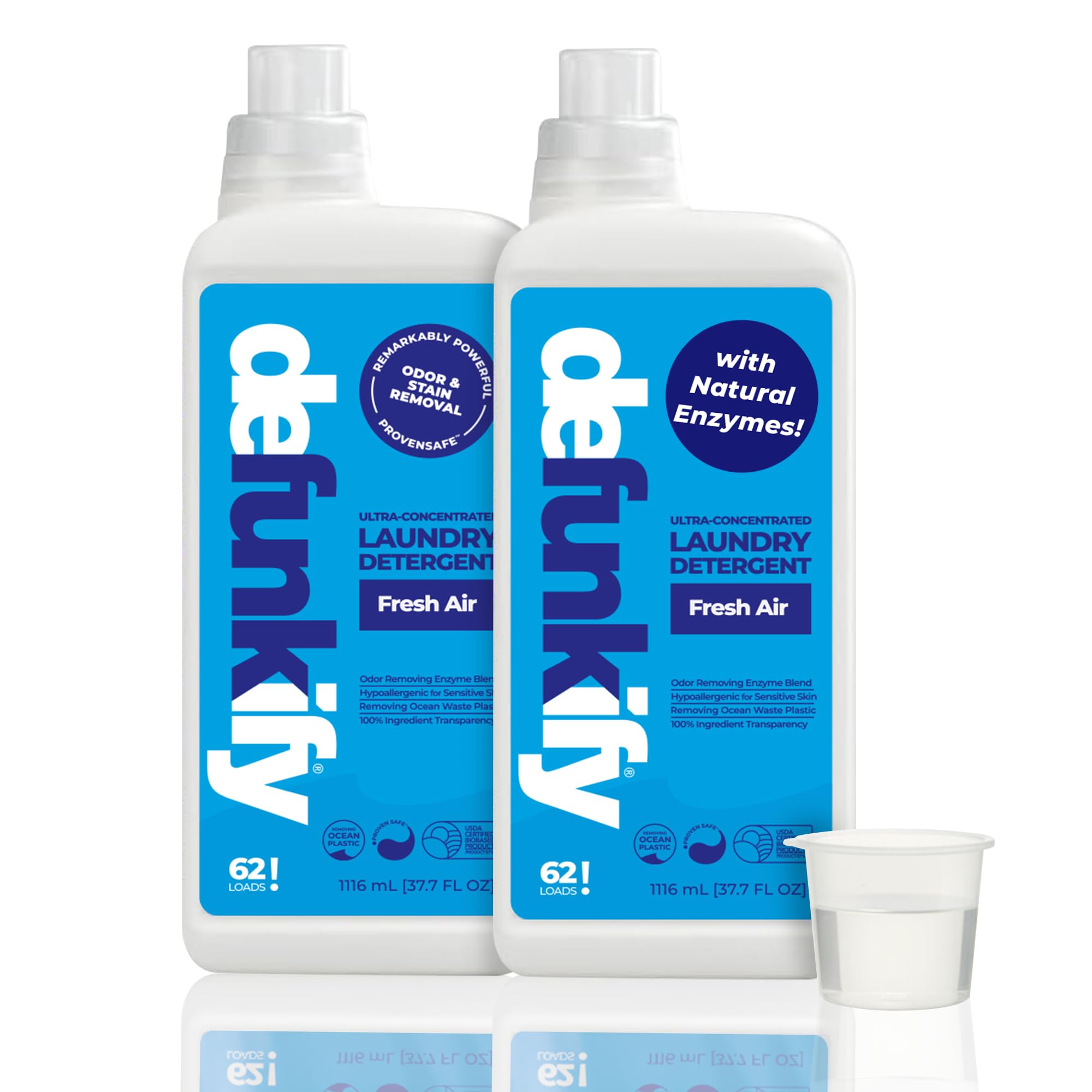 Laundry Detergent 62 Load/37.7 FlOz (2-Pack). 'Fresh Air' Liquid Laundry Detergent for Sensitive Skin. 'ProvenSafe' Laundry Soap Washing Detergent w/Odor & Stain Remover for Activewear & All Fabrics