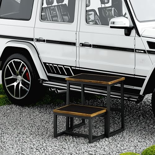 Miniatura 62 de Taburete de escalón para adultos, soporta hasta 500 libras, 3 en 1, resistente taburete de dos pasos para Kichen/baño/camas altas, marco de madera y