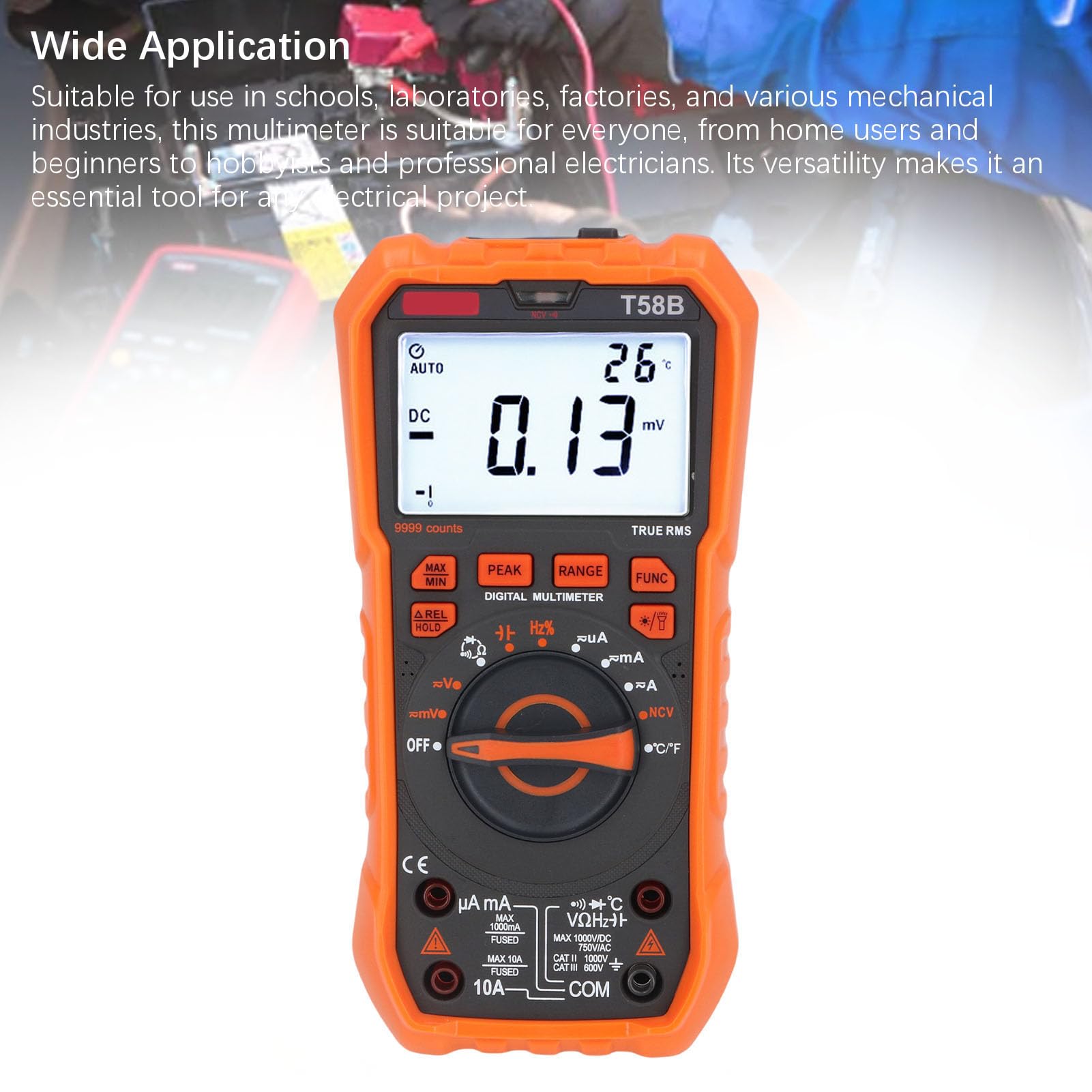Multimetro Digitale 9999 Counti, T58B Smart CC Ac Tensione Tensione Tester Display Display LED