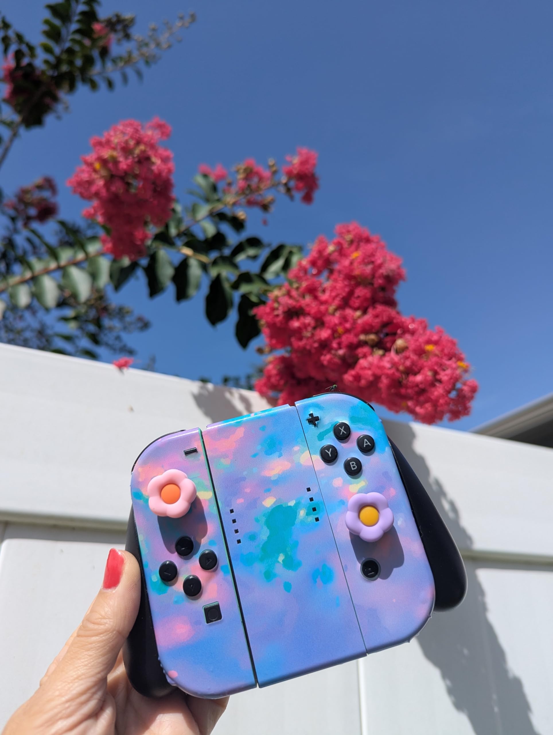 Switch OLED Skin ZOOMHITSKINS OLED Switch Skin - Cute Kawaii Pink Blue Gem Design Nintendo ...