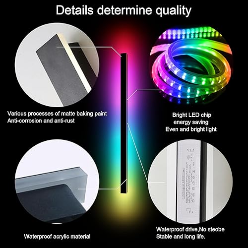 Miniatura 48 de Luz de Pared Exterior, Apliques de Pared Exteriores Modernos de 39 Pulgadas, Luces de Pared Largas Negras Impermeables con Iluminación Cálida, Luz