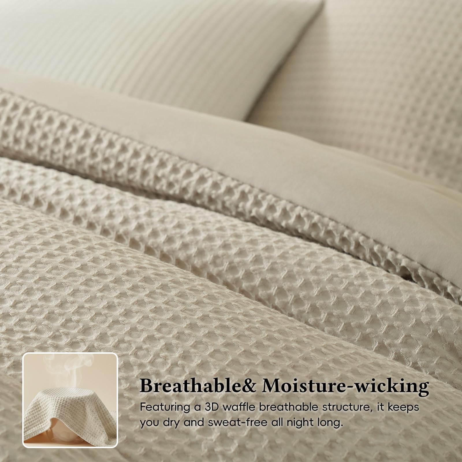 Textured Waffle Weave Comforter Set - Queen -3 Textured Waffle Weave Comforter Set - Queen -3