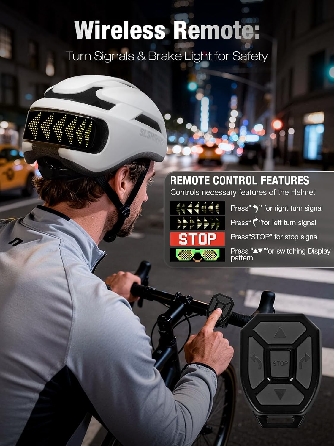 Gelrova LED Bike Helmet with Light - DIY LED Screen Display Helmet for Scooter, Bicycle, Bicycle Helmet Light for Adult Men and Women