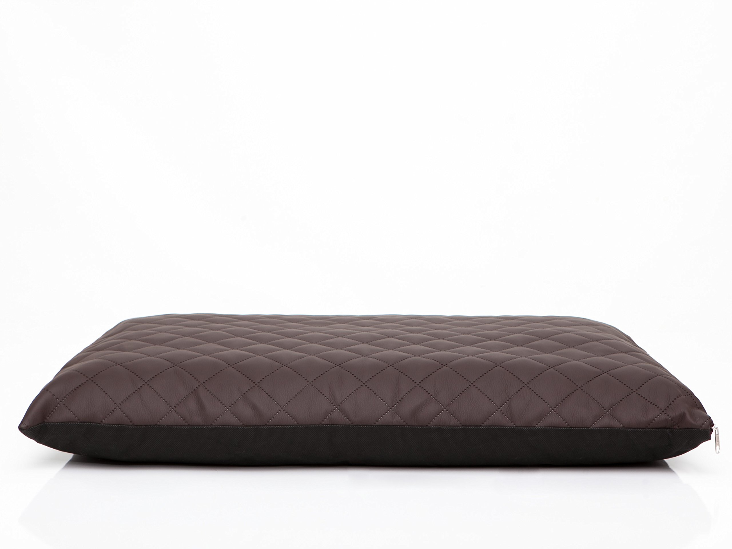 Pillowprim Cojín para perros Elite Colchón Cama para Perros Sofá Perros Cama para Perros Cama para Mascotas Suave Cama XL 74 x 50 cm Marrón Piel Ecológica
