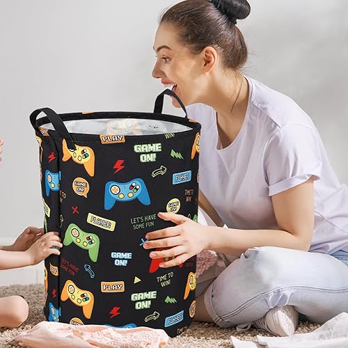 Miniatura 6 de Zhehao 2 Piezas Cesta de Ropa Sucia Gamer para Niños Cesta de Ropa Sucia para Niños Decoración de Habitación Gamer Cesta de Almacenamiento Gaming