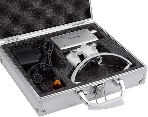 Miniatura 8 de EustomA 2.5X lupas binoculares lentes ópticos +3W LED faro lámpara con filtro + caja de aluminio plata