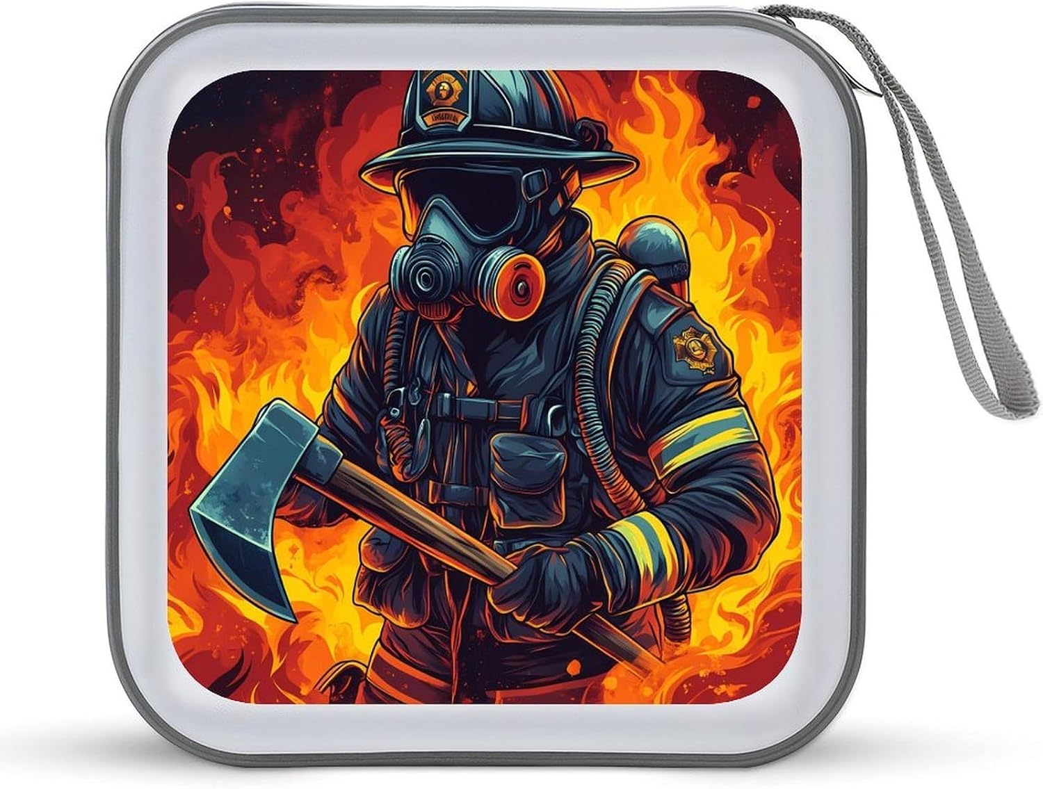 Firefighter Holding An Axes Protective CD Case Storage Rack 40 Capacity DVD Holder Organizer Car Travel