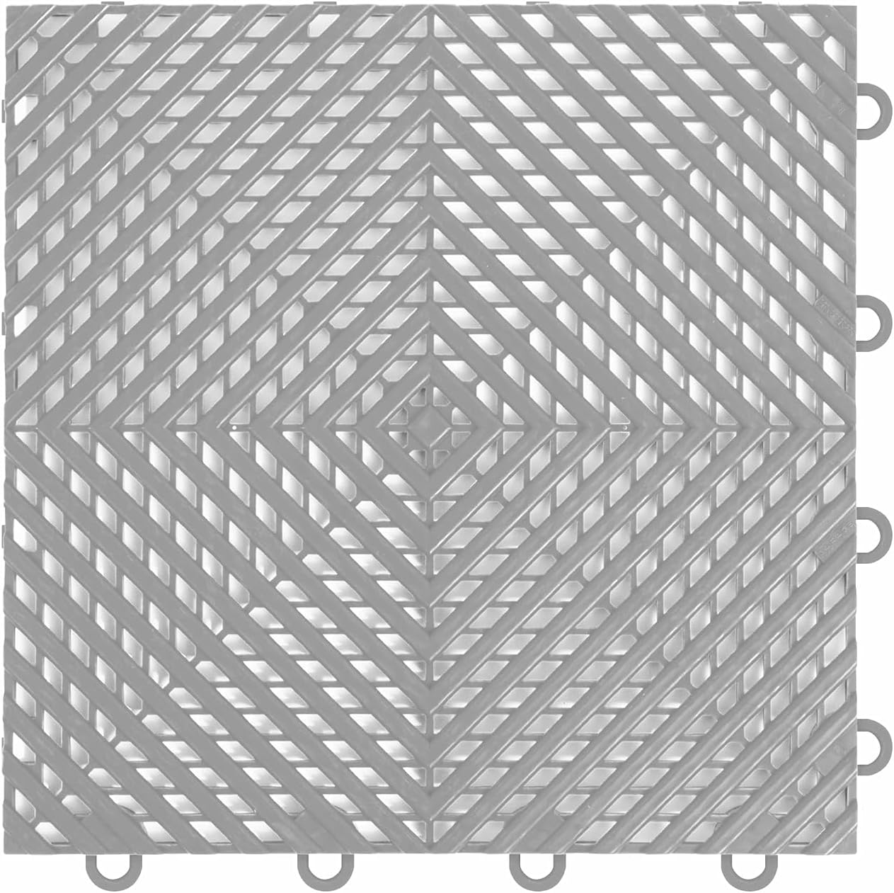 FlooringInc's Nitro 12"x12" Snap-Together Garage Flooring Tiles, Non-Slip Interlocking Plastic Floor Mat, Garage Organization & Storage, Vented Pattern, Gunmetal, 12 Tiles, 12 Sq/Ft