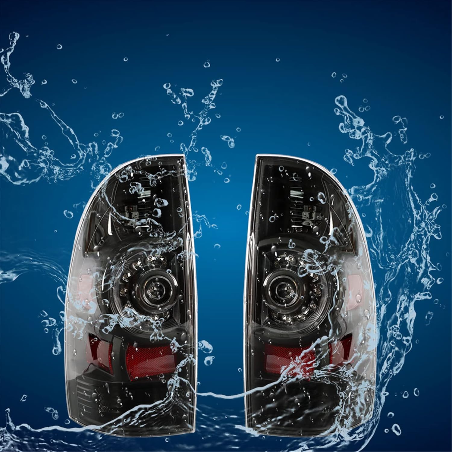 Silscvtt Black Housing Tail Lights Assembly Replacement for Toyota Tacoma 2005-2015 Driver and Passenger Side Clear Lens Rear Brake Lamps 8156004150 8156004160