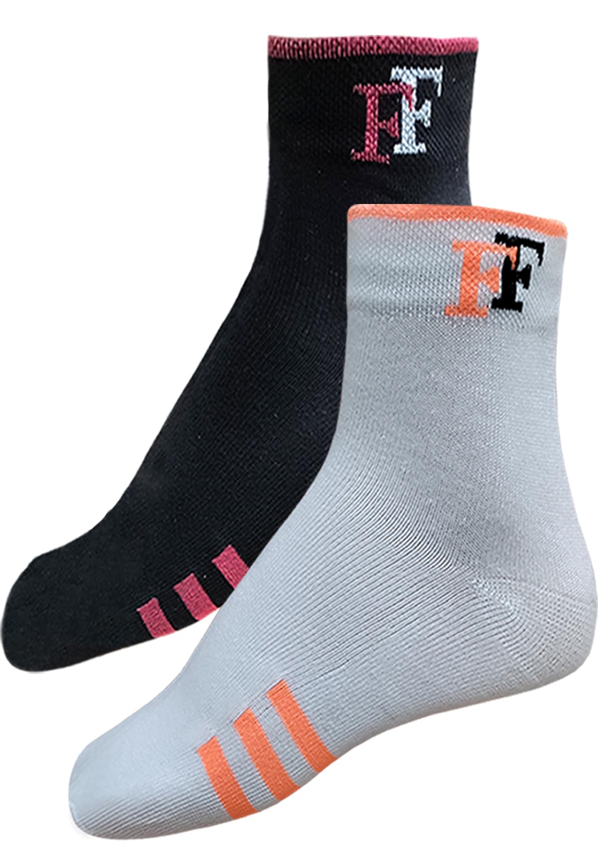 FIMS Fashion Cotton Bamboo Men & Women Crew Length Athletic Ankle Running Socks for Sport, Cycling, Everyday Use Pack of 2 Black White