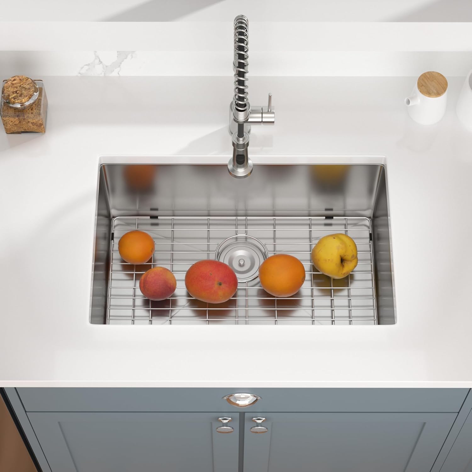 28 inch Undermount Sink - Mocoloo 28x18 inch Single Bowl Kitchen Sink Stainless Steel 16 Gauge Round Corner 10 inch deep with Accessories
