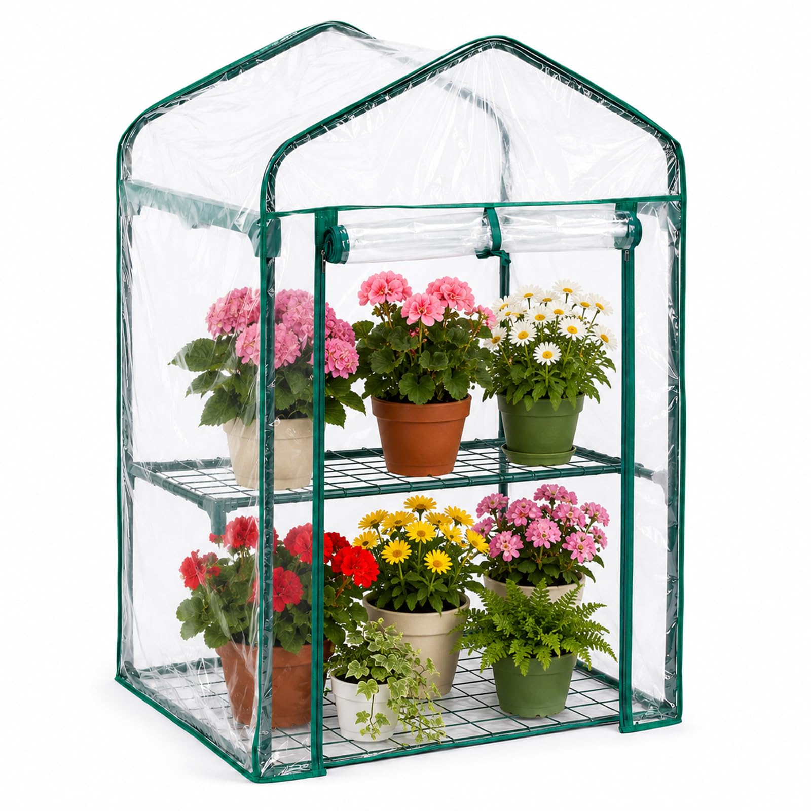 Mini Greenhouse without Iron Frame, PVC Growhouse Cover with Zippered Door