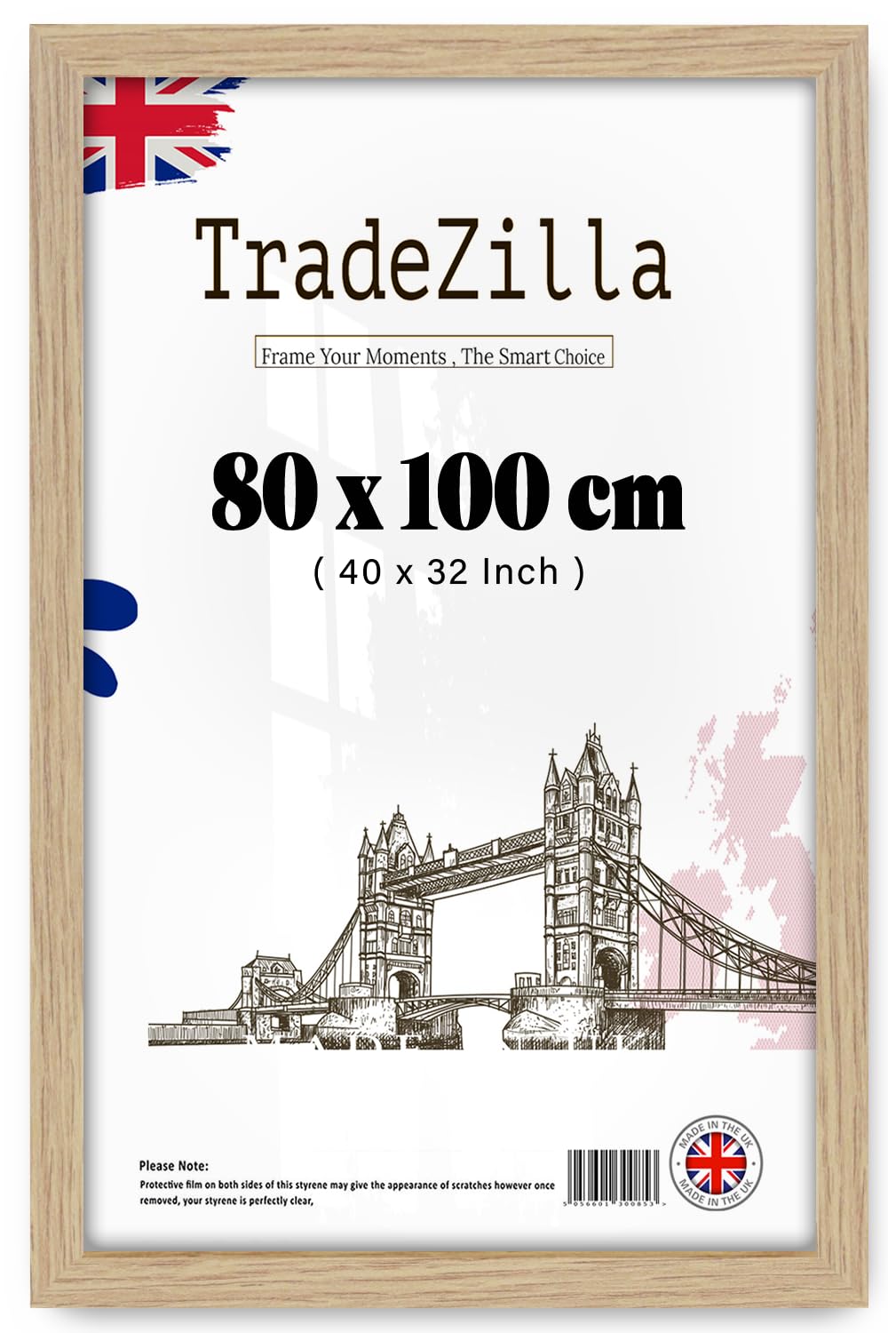 Tradezilla Oak | Stunning 2' 7" X 3' 3" Posters Frame - (80 X 100 Cm) Horizontal/Vertical Wall Hanging For Posters & Artwork 32 X 40 Inch [ ]