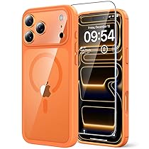 TAURI Cover per iPhone 17 Pro Max con Pellicola in Vetro Temperato,Protezione Completa della Fotocamera,(Compatibile con MagSafe) Magnetica Custodia per Sottile Anticaduta – Arancione