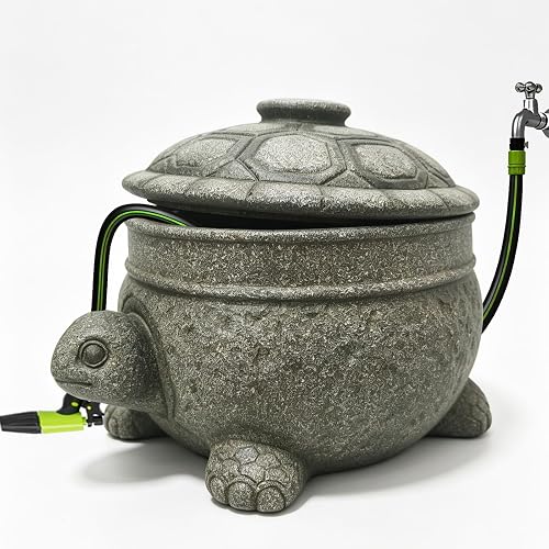 Garden Hose Holder Storage Pot with Lid, Decorative Turtle Pots