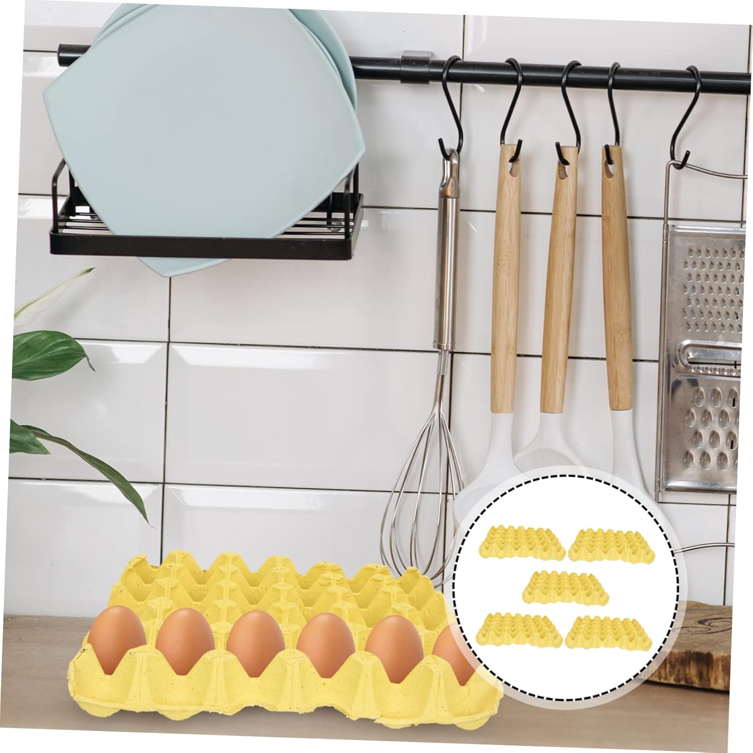 LIFKOME 5pcs Paper Pulp Egg Storage Trays for Fridge Door Egg Containers Holders Kitchen Organizers Safe Box