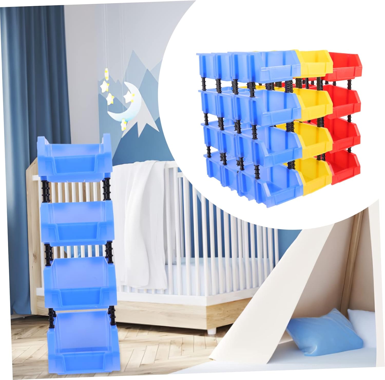 STOBOK 12pcs Stackable Storage Bins Multi-Functional Tool Organizer for Garage Workshop and Shed Parts Box Yellow for Easy Maintenance and Storage