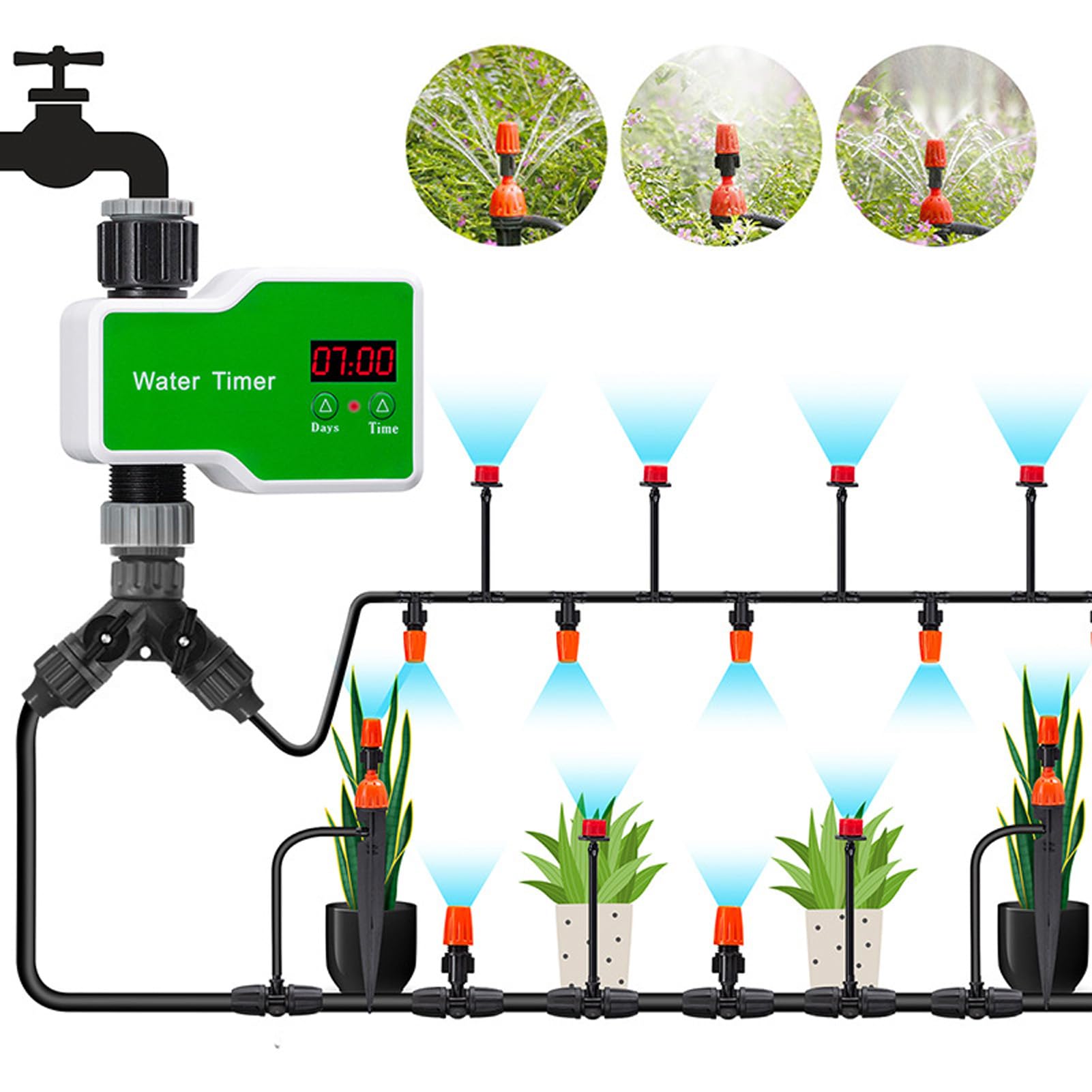 Kit di Irrigazione a Goccia, di Nebulizzazione con Irrigazione Automatica da Giardino per Piante in Vaso di Prato in Serra