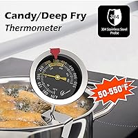 Vista 4 de KT THERMO Termómetro de aceite para freír dulces con sonda de vástago de acero inoxidable de 12 pulgadas y clip para olla, lectura instantánea