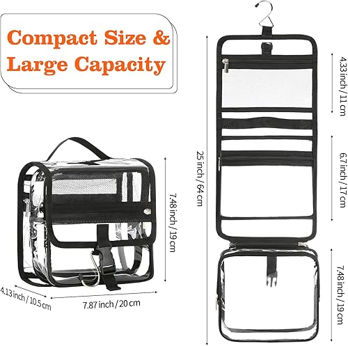 Miniatura 2 de HAOGUAGUA Neceser transparente con bolsa de viaje para líquidos TSA, organizador de cosméticos de maquillaje transparente para viajes, impermeable,