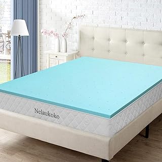 Nelaukoko 2 Inch Gel Infused Memory Foam Mattress Topper Full– Double Size Mattress Pad – Ventilated and Breathable – Cert...