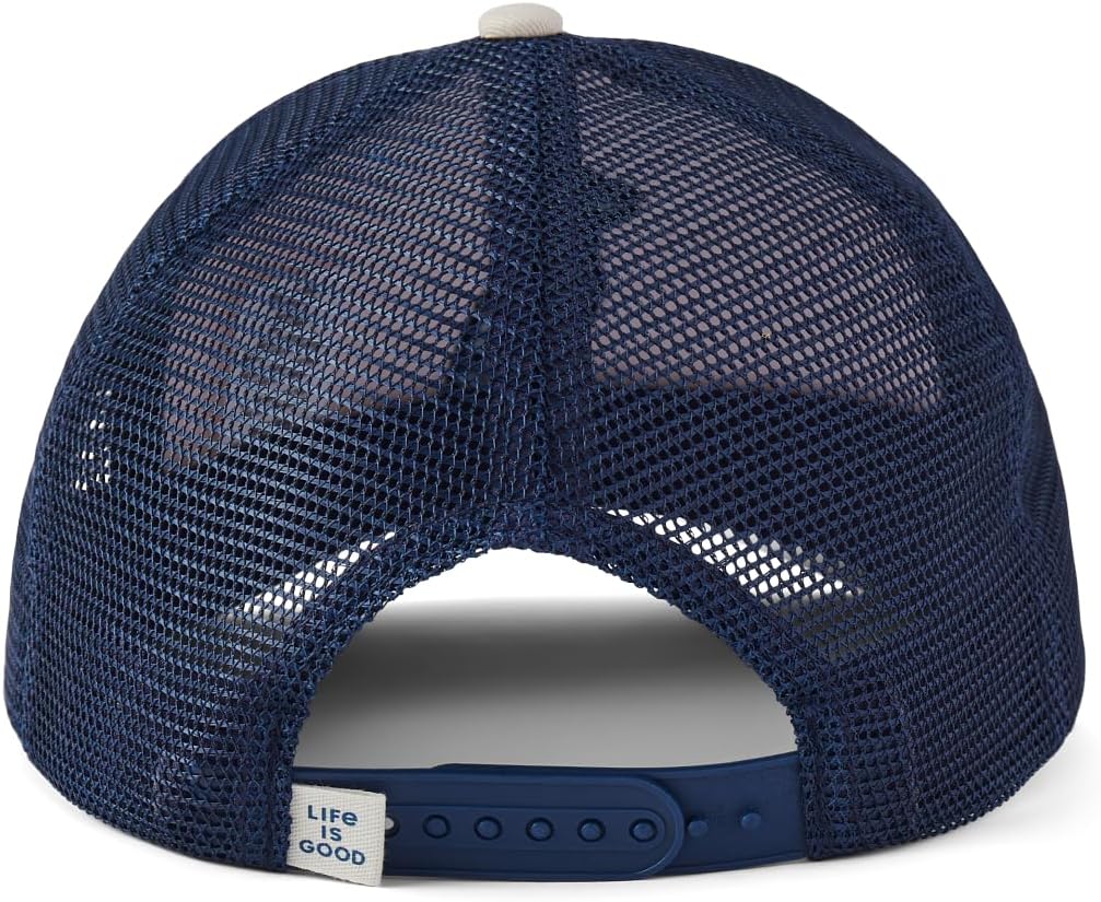 Life is Good Sitting Dog Trucker Clean Hat, Bone, One Size