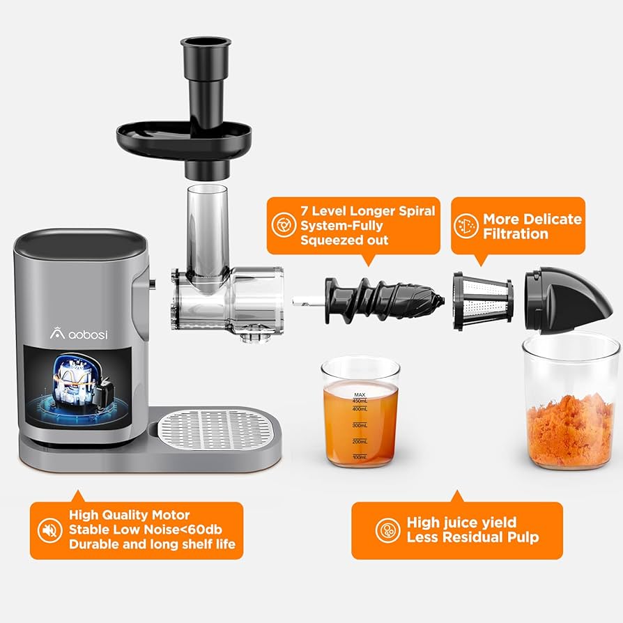 Slow Masticating Juicer, AAOBOSI Juicer Machines With Quiet Motor/Reverse Function/Easy To Clean Brush, Cold Press Juicers - Fruit And Vegetable For