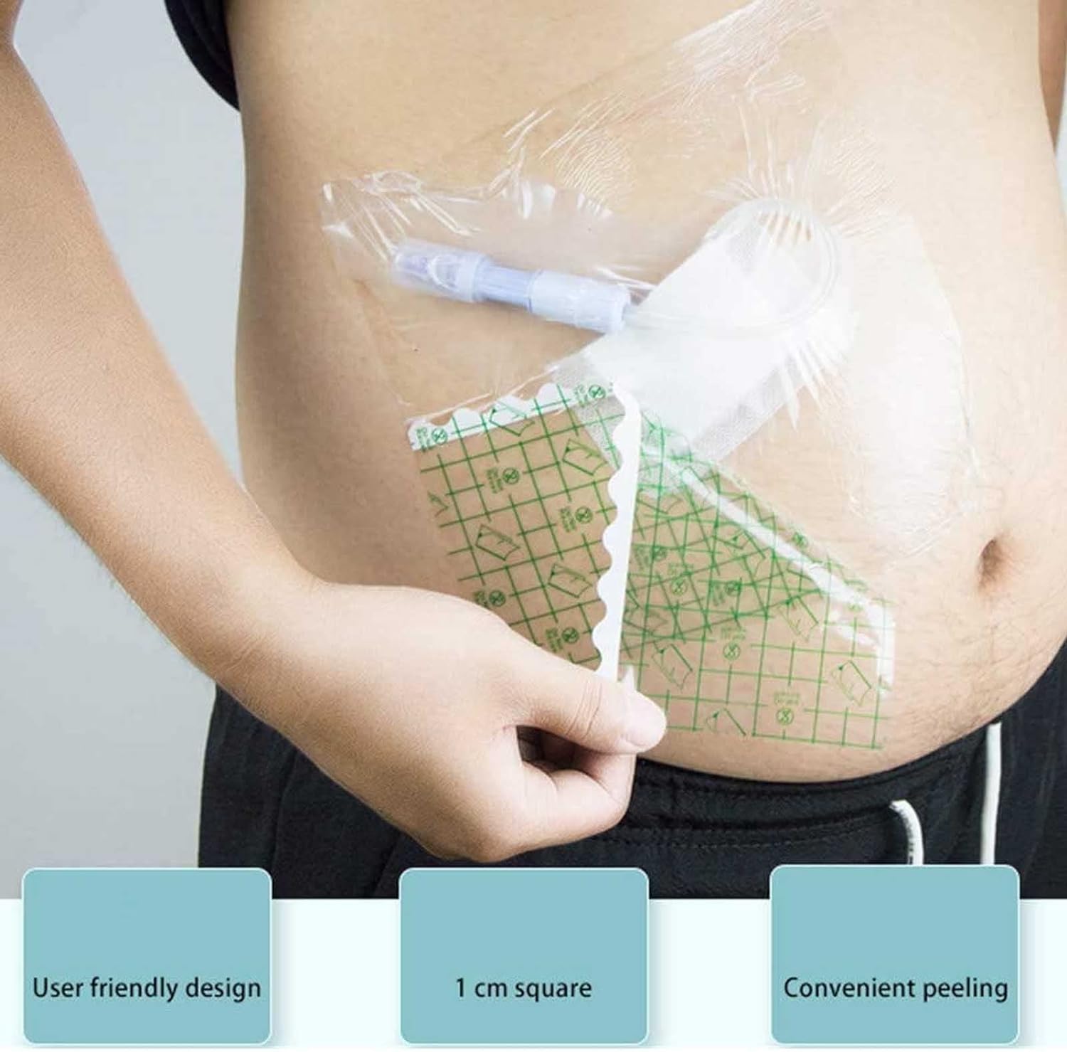 Sac de Bain en Film imperméable Abdominal 20 × 20 cm Bouclier de Douche jetable imperméable péritonéal, barrière d'eau pour cathéter, Produits de Soins spéciaux pour Les Patients en dialyse