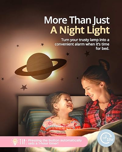 Miniatura 3 de SomeShine Saturn Silhouette - Lámpara de pared Saturn Silhouette para niños, con temporizador de 1 hora y brillo ajustable, luces lindas