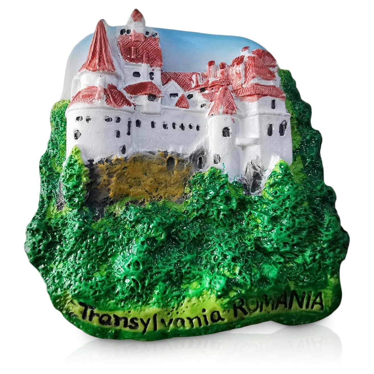Maxi-Solutions Romania Transylvania 3D Souvenir Fridge Magnet - Hand-Painted Resin Bran Castle (Dracula's Castle) - 6.8Cm Iconic Gothic Landmark Travel Gift