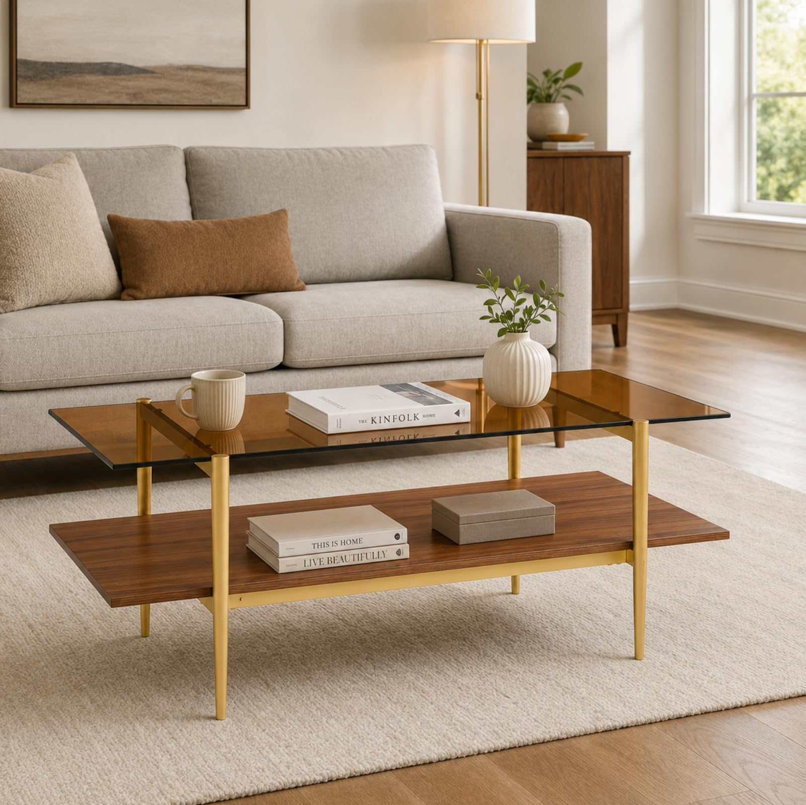 Amazon.com: Glass Coffee Table,41In Rectangular Coffee Table with