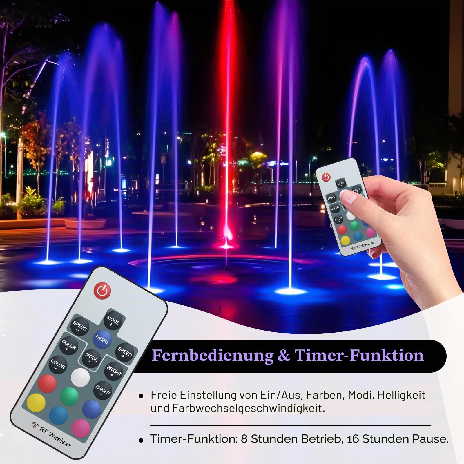 PChero 4er RGB Teichbeleuchtung LED Unterwasser Strahler, IP68 Wasserdicht | Unterwasserbeleuchtung Strahler, Poolbeleuchtung Unterwasser Licht, Teichlicht mit Fernbedienung für Pool Teich Garten Deko