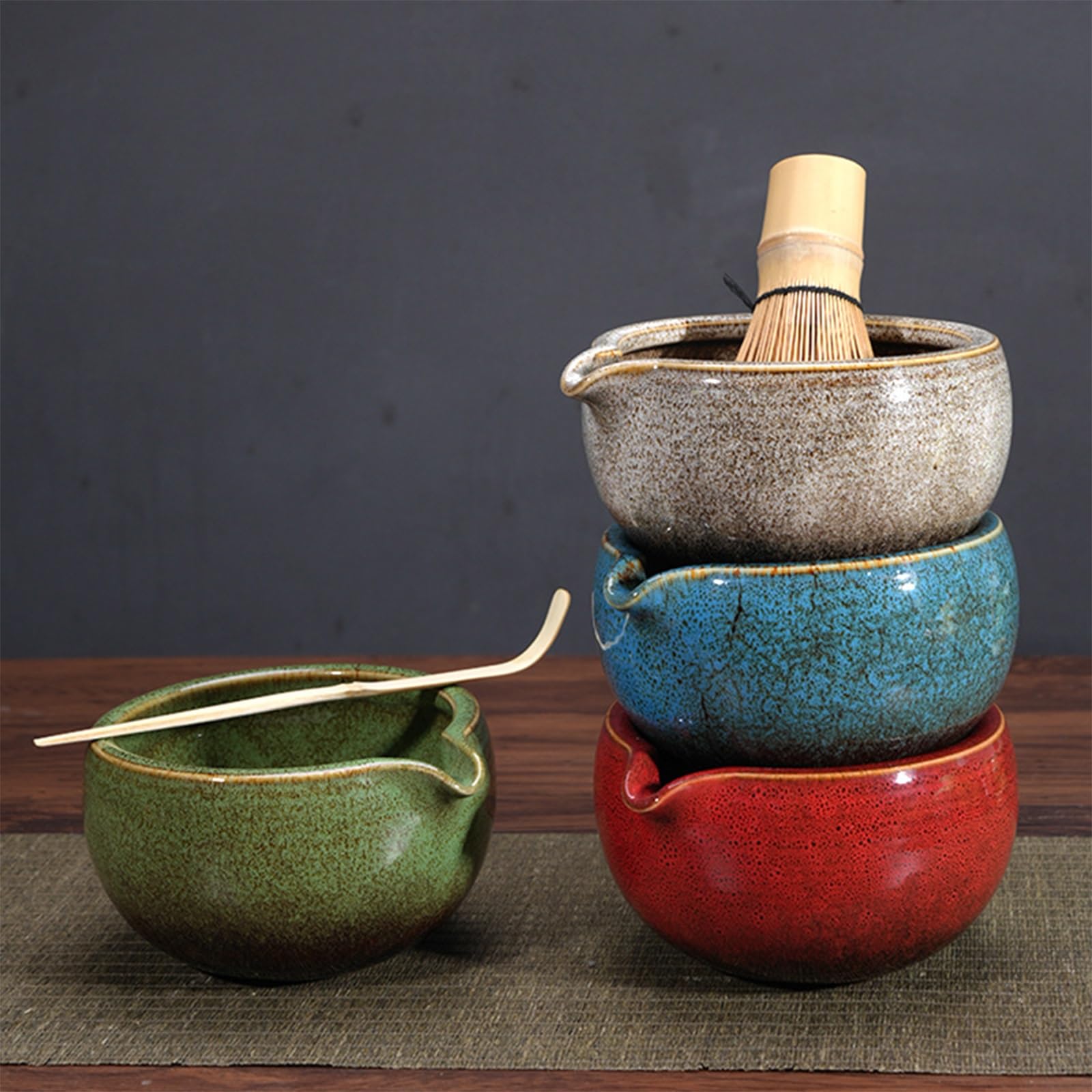 Juego de cuencos for matcha, juego de batidores de matcha de 7 piezas, cuenco de matcha de cerámica japonesa, cuenco de matcha con vertedor, for preparar matcha, té, accesorios de preparación(Yellow)