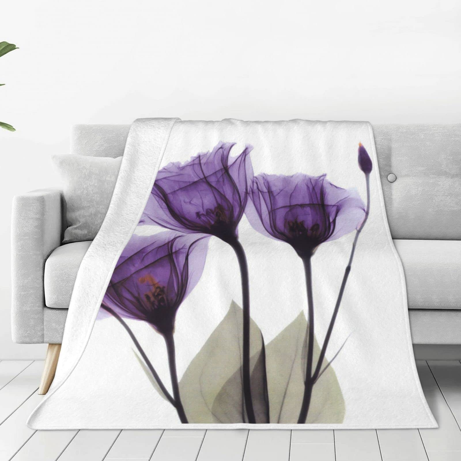Lsjuee Throw Blanket Lavender Hope Flowers Pattern Warm Cozy Soft Lightweight Flannel Fleece Blanket for Bedroom Sofa Room Home Decorative Fuzzy Blanket 40"x30"