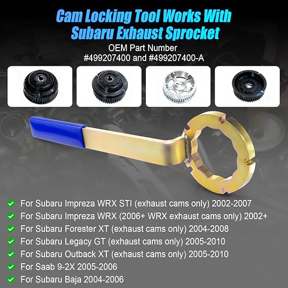 STD Intake/Exhaust Cam Sprocket Wrench Tool for Subaru Impreza WRX STI, Forester XT, Legacy GT, Outback XT, Saab 9-2X, Baja Spline Camshaft Pulley Holder 2 in 1