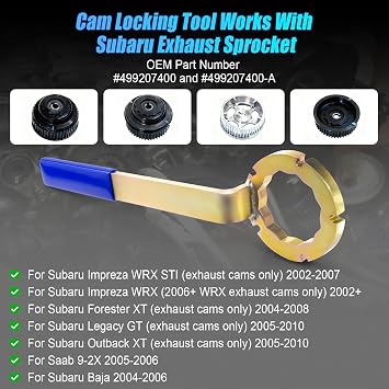 STD Intake/Exhaust Cam Sprocket Wrench Tool for Subaru Impreza WRX STI, Forester XT, Legacy GT, Outback XT, Saab 9-2X, Baja Spline Camshaft Pulley Holder 2 in 1