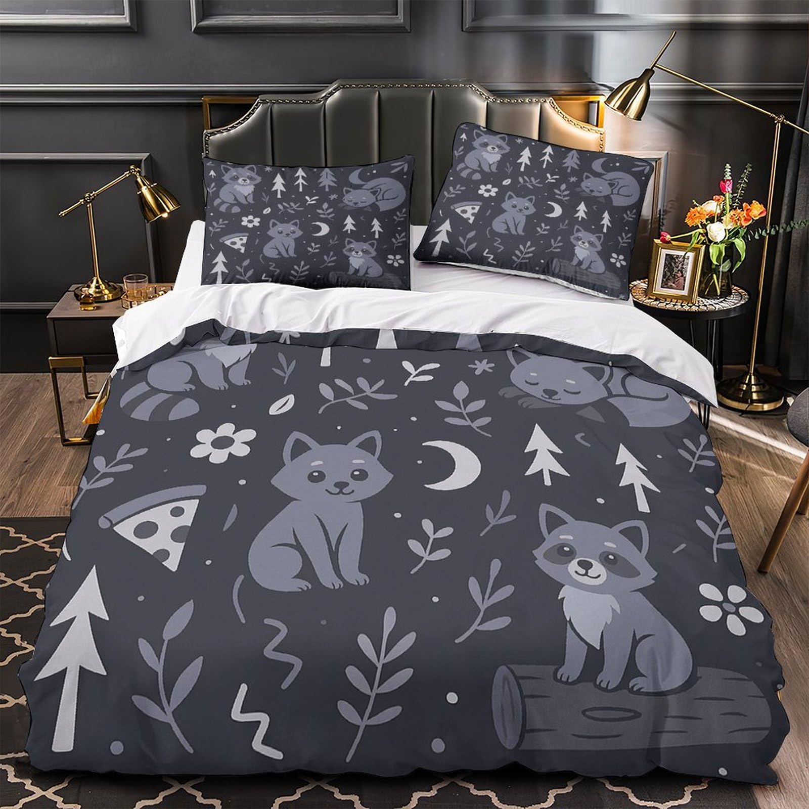 Parure de lit microfibre 3D motif matelassé King 220x240cm avec housse de couette zippée pour fille