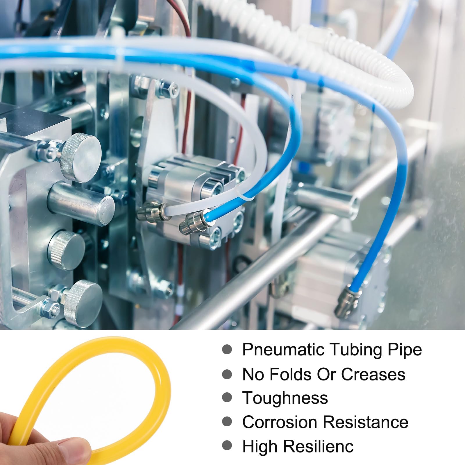 Rebower Pneumatic Tubing Pipe,12mm x 8mm Yellow PU Polyurethane Tube,16.4FT 5M,PU Air Line Tubing Hose Tubes for Air Compressor,Fluid Transfer,Air Brake - Image 3