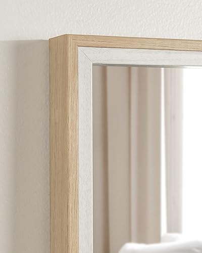 Miniatura 4 de Kate and Laurel Gibson - Espejo de pared costero, 18 x 24 pulgadas, madera blanca y natural, espejo rectangular decorativo para pared