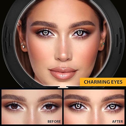 Miniatura 8 de Anillo de luz con soporte y soporte para teléfono, anillo de luz LED para selfie de 10 pulgadas con trípode (17 a 73 pulgadas) con control remoto