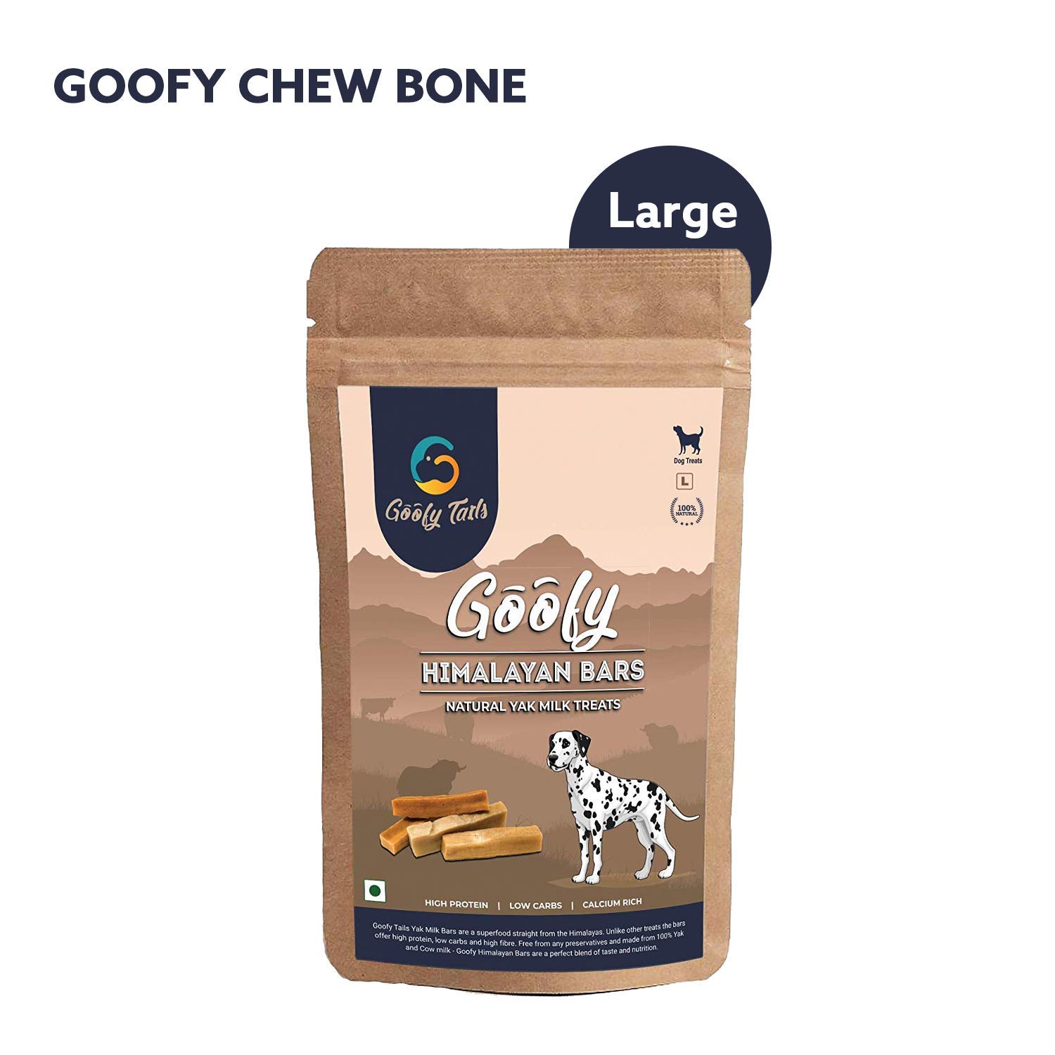 Buy Goofy Tails Dog Chew Treat Bars, 200 g, 1Pack (Large, Yak/Cow Milk