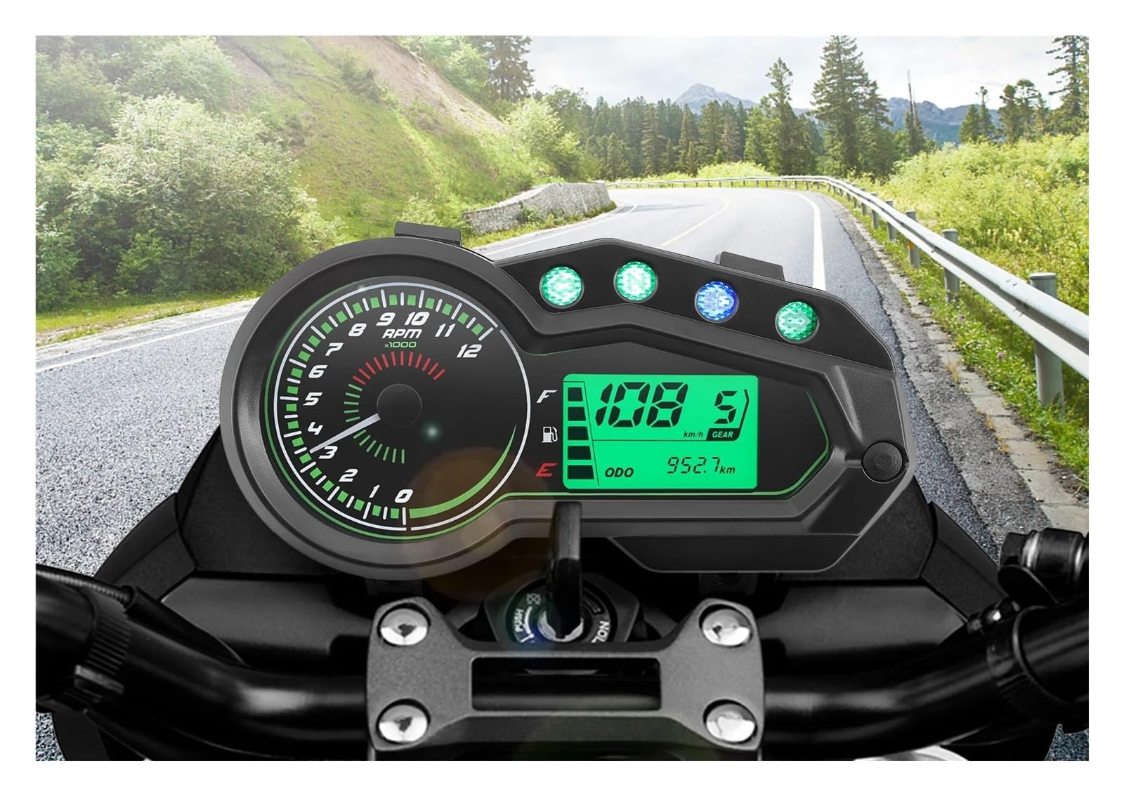 Velocímetro Digital para motocicleta medidor 12000 RPM | Tacómetro universal para motocicleta medidor 12000 RPM, velocímetro indicador marcha del vehículo, odómetro de viaje,