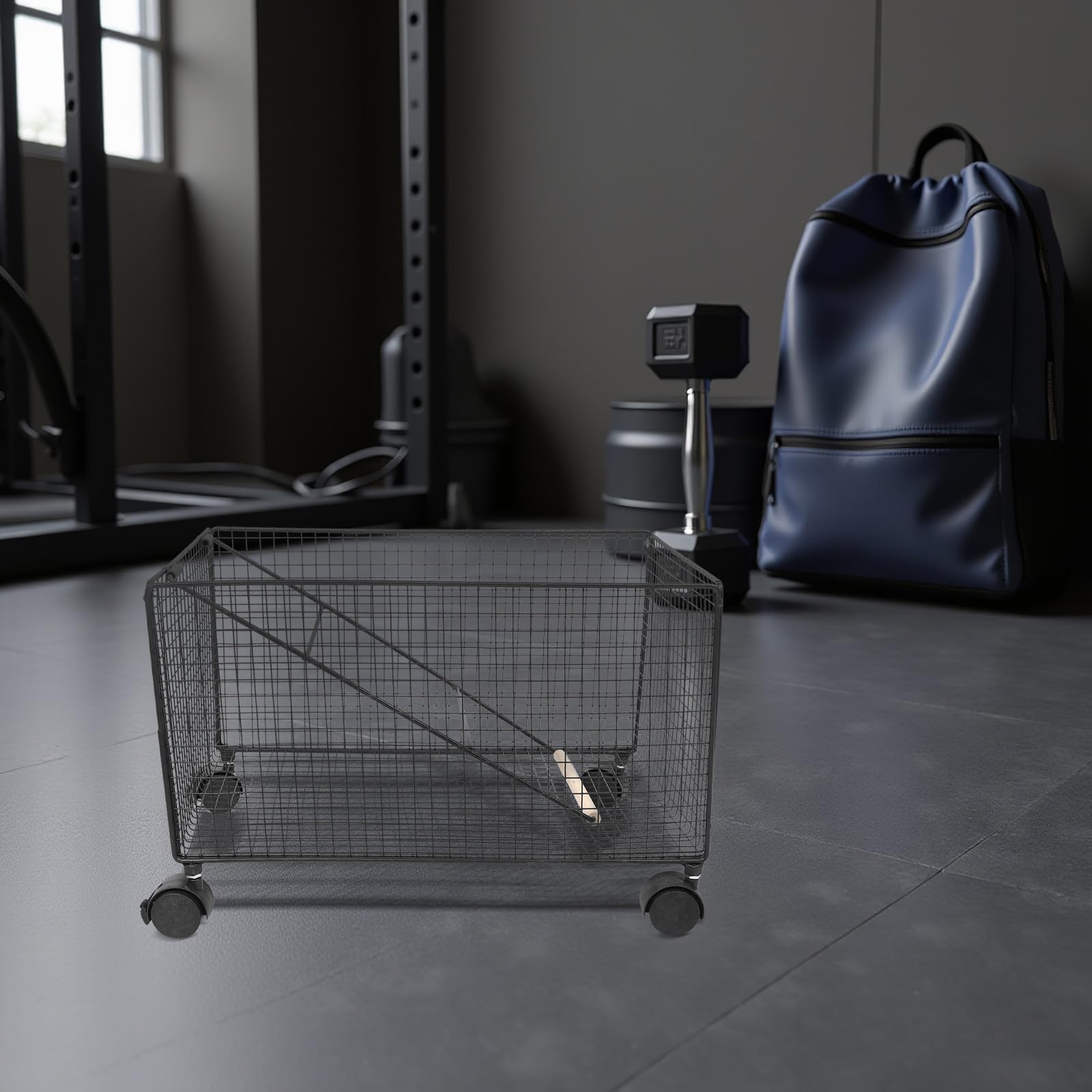 Sewroro Organizador Móvil para Equipos de Gimnasio en Casa con Ruedas, Estructura de Hierro y Plástico, Diseño Multipropósito y Ahorro de Espacio para Esterillas y Mancuernas