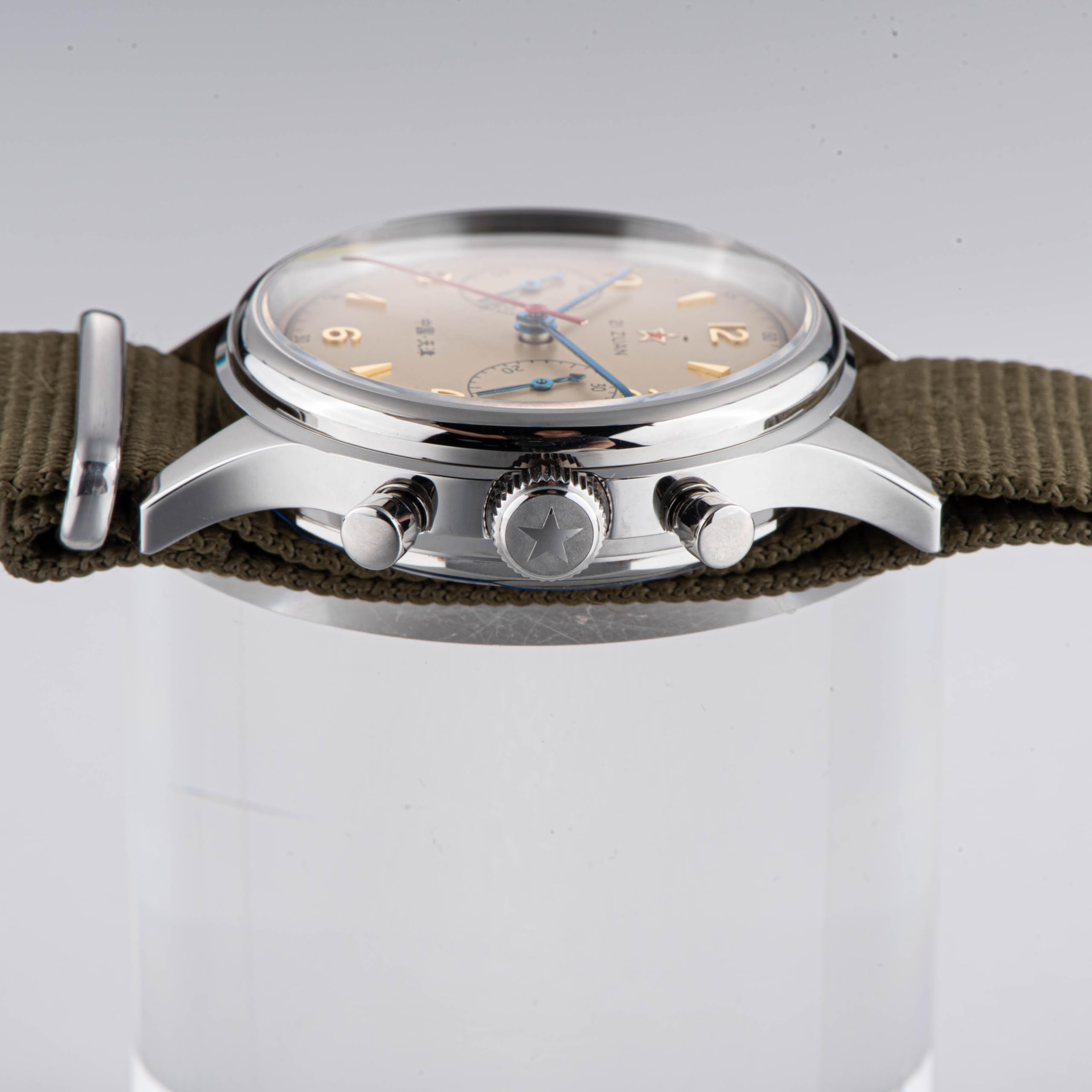 Seagull 1963 38 millimetri Swanneck w/Extra Brown Leather Band ST1901 Movimento Sapphire Crystal Uomo Cronografo Pilot Watch SU1963TBNX, argento, cinturino, Argento, Cinturino