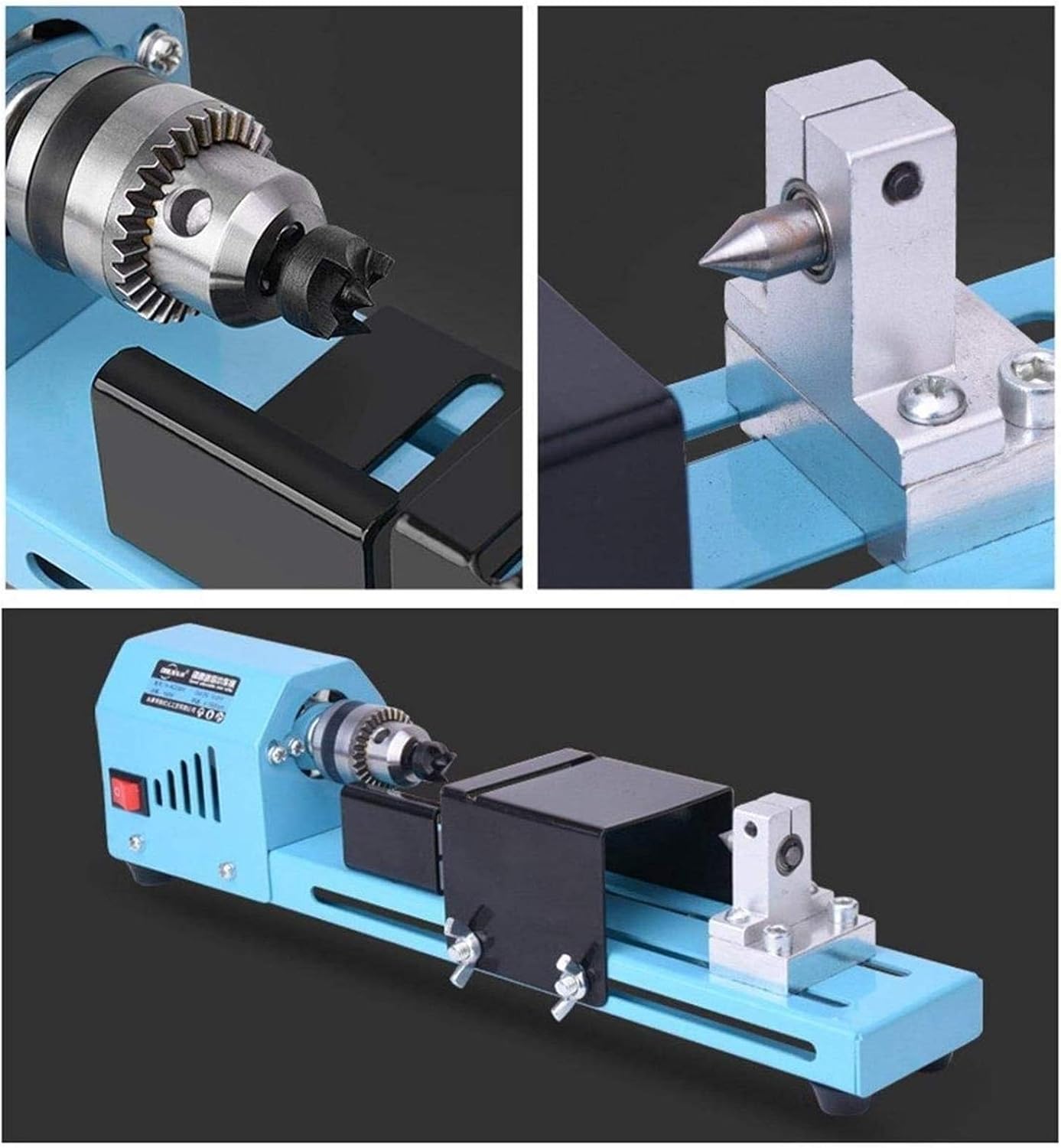Tools Wood Lathes, 150W Mini Lathe Machine Woodworking DIY Lathe Miniature Lathe DIY Grinding Polishing Drill Rotary Tool Drill bit Set,
