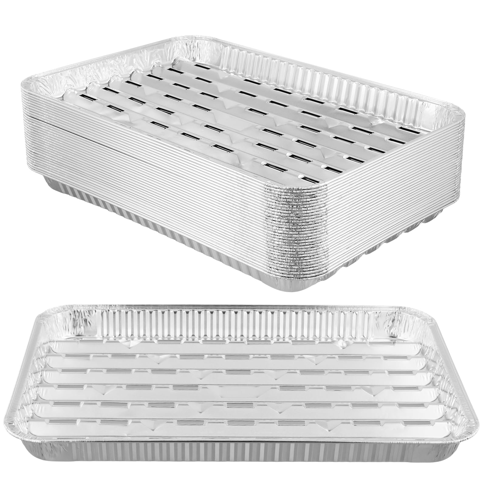 Barquettes Aluminium Jetables Lot de 40 - 340 x 230 x 23 mm - Barbecue Four Congélation Cuisine Argenté