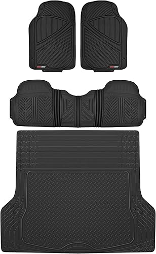 Motor Trend FlexTough Baseline - Alfombrillas de goma para el maletero y forro de carga, juego combinado delantero y trasero que se adapta a la