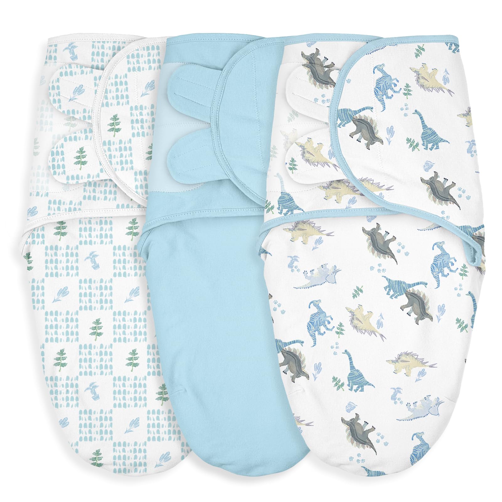 Soarwg Verstellbare Baby Pucktücher 0-3 Monate, 3er Pack Atmungsaktive Baumwoll-Wickeltücher, Oeko-TEX Zertifiziert, Unisex Baby-Erstausstattung (Tropical Dino)