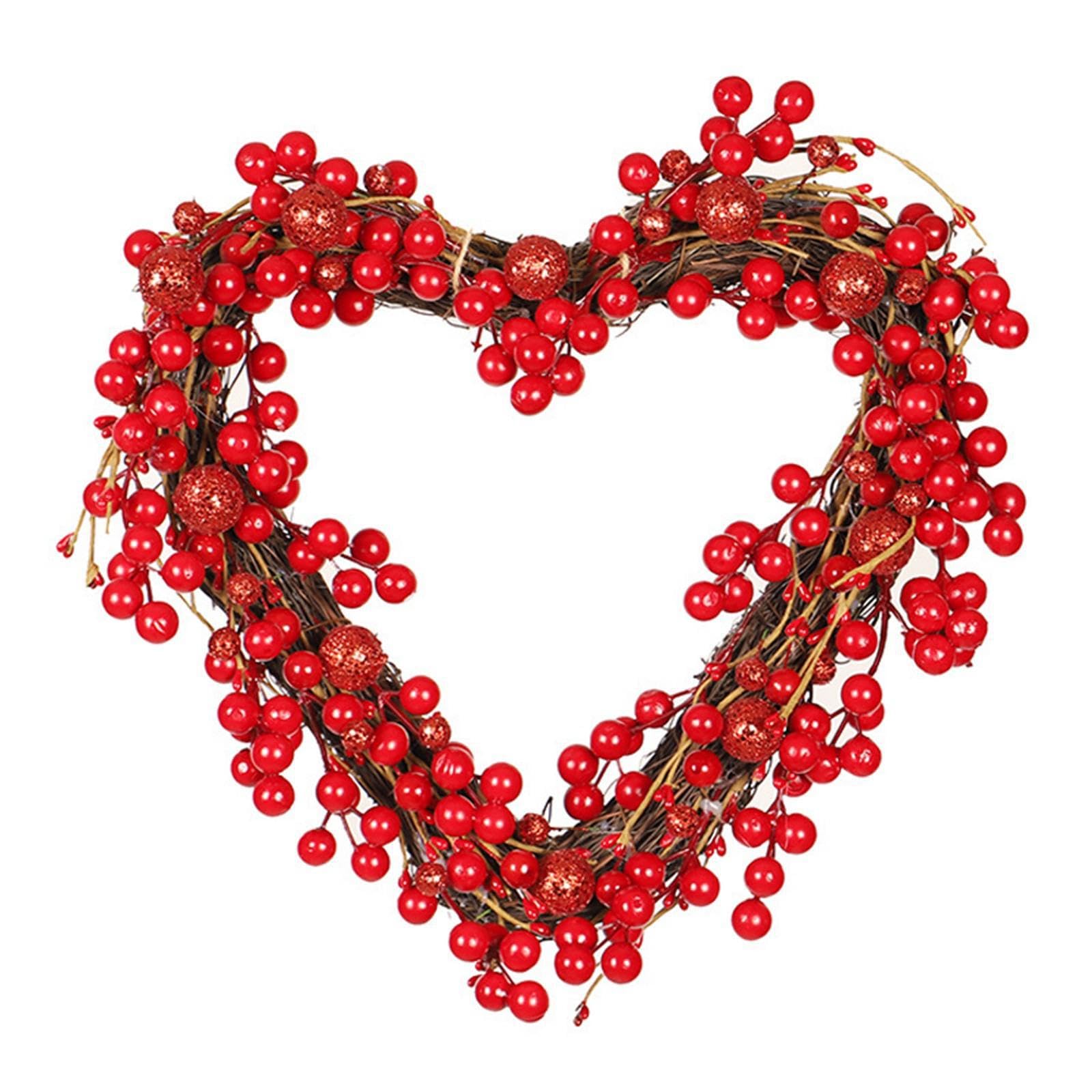 PIXZCSA Outdoor Love Heart Shape Wall Hanging Pendant For Lovely Home Decor Valentine Heart Wreath Front Door Hanging Garland